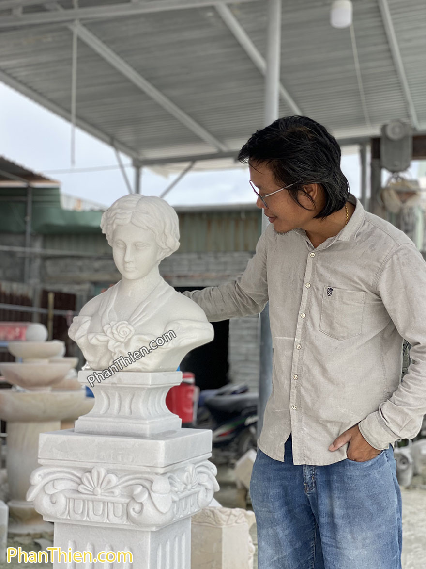 tượng cô gái nghệ thuật bằng đá